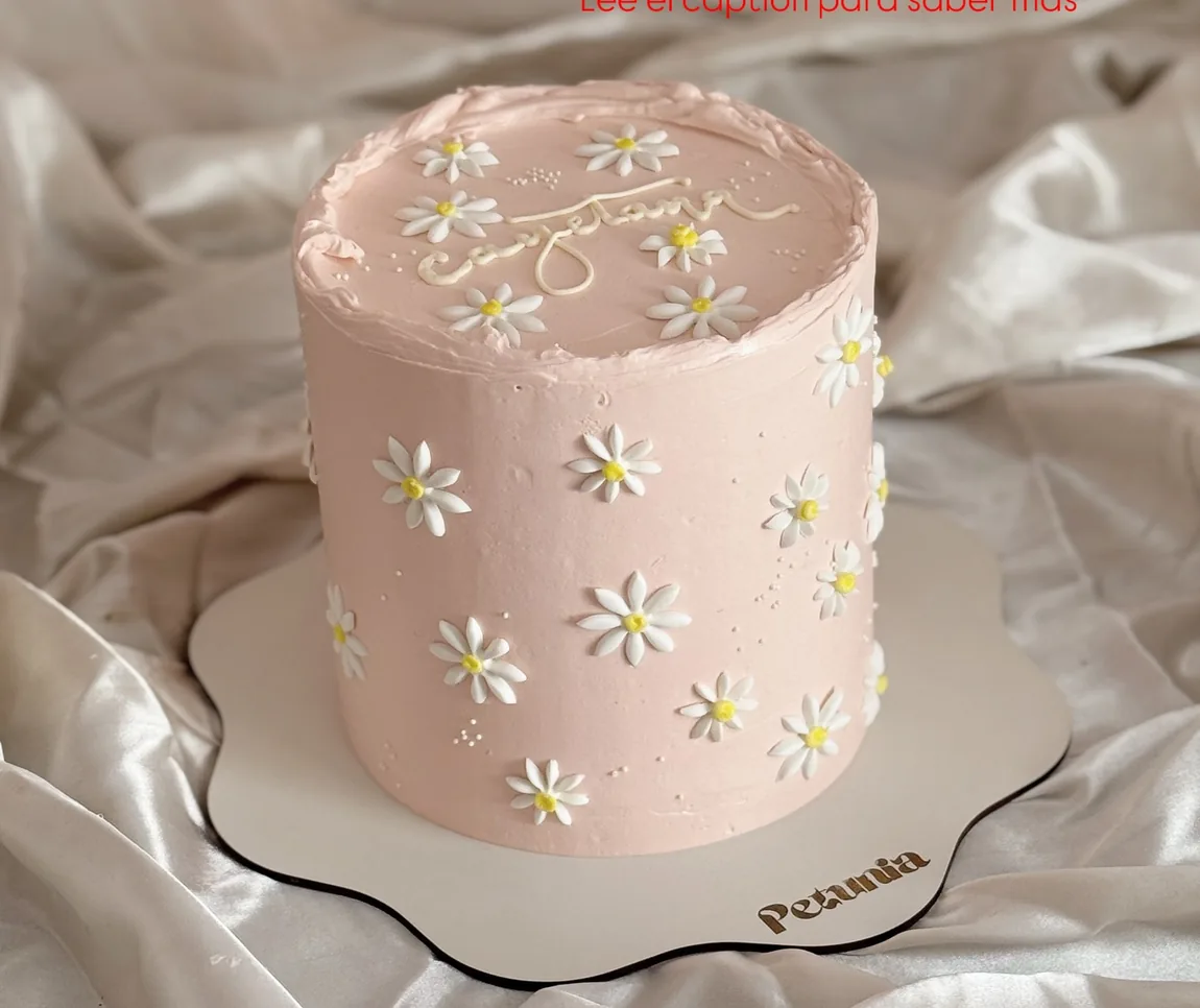 Torta blush con margaritas hechas a mano una por una